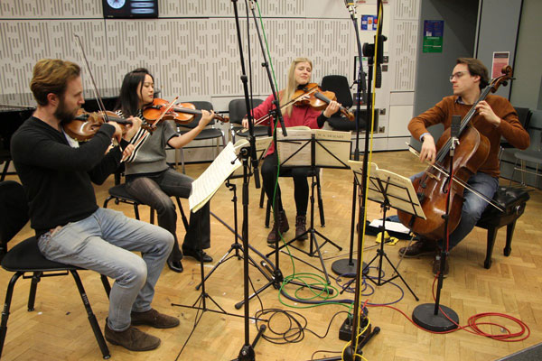 Doric Quartet in recording studio